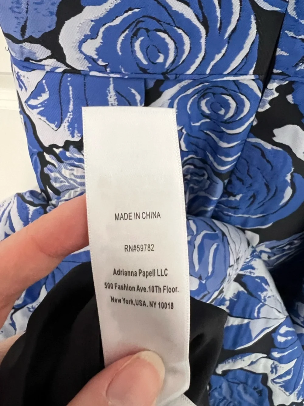 Adrianna Papell Blue and White Floral V-Neck Midi Dress - Picture 9 of 9